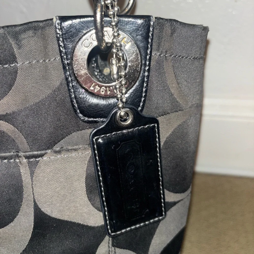 Coach Black Alex Signature Sateen Tote Bag
